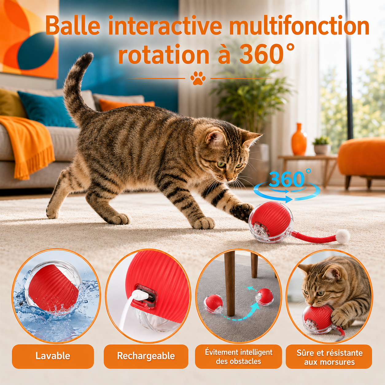 Balle interactive rechargeable