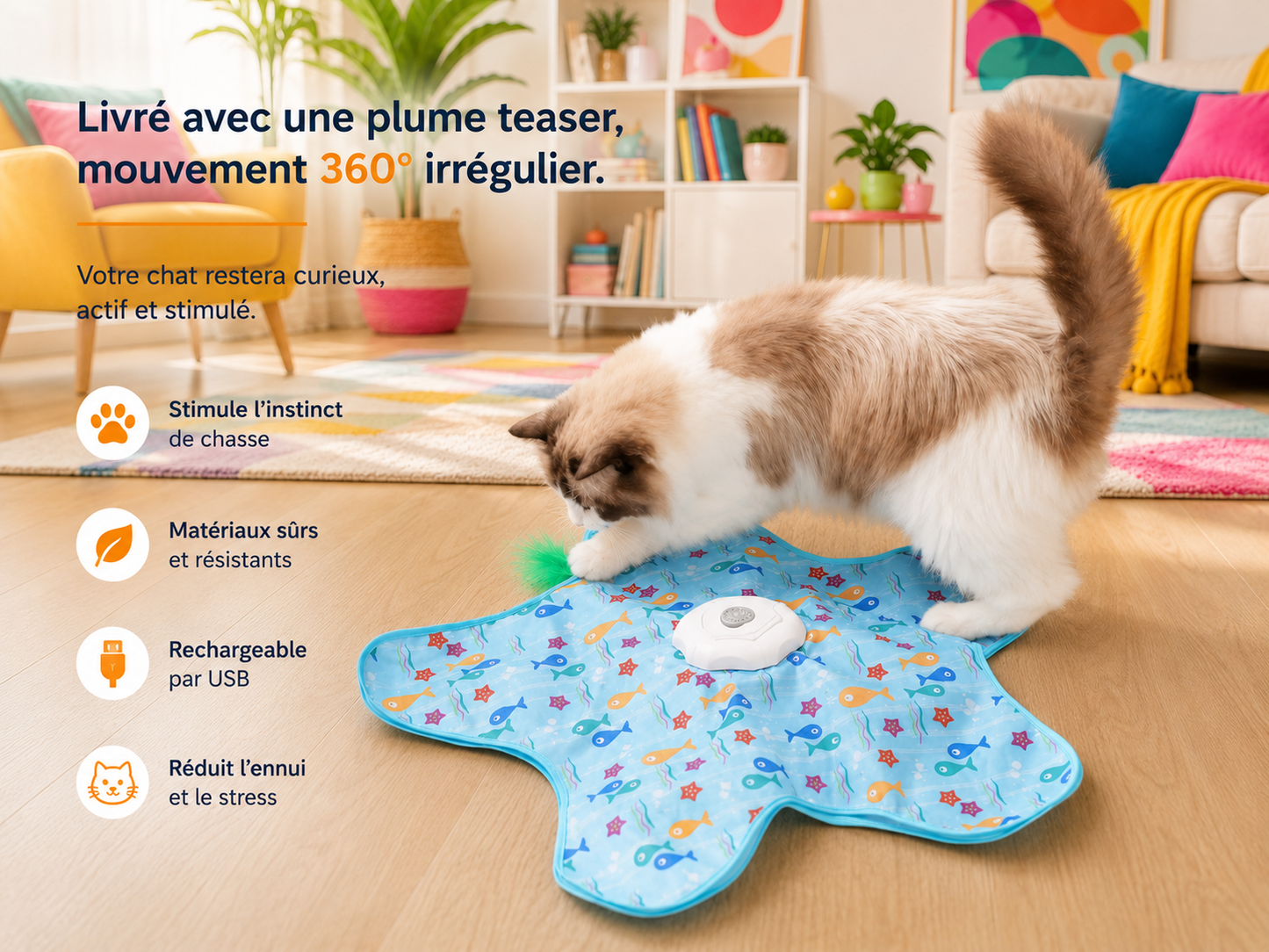 Tapis de jeu avec balle cachée